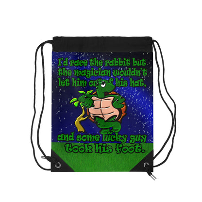 turtle race - Drawstring Bag ('snoops' background)