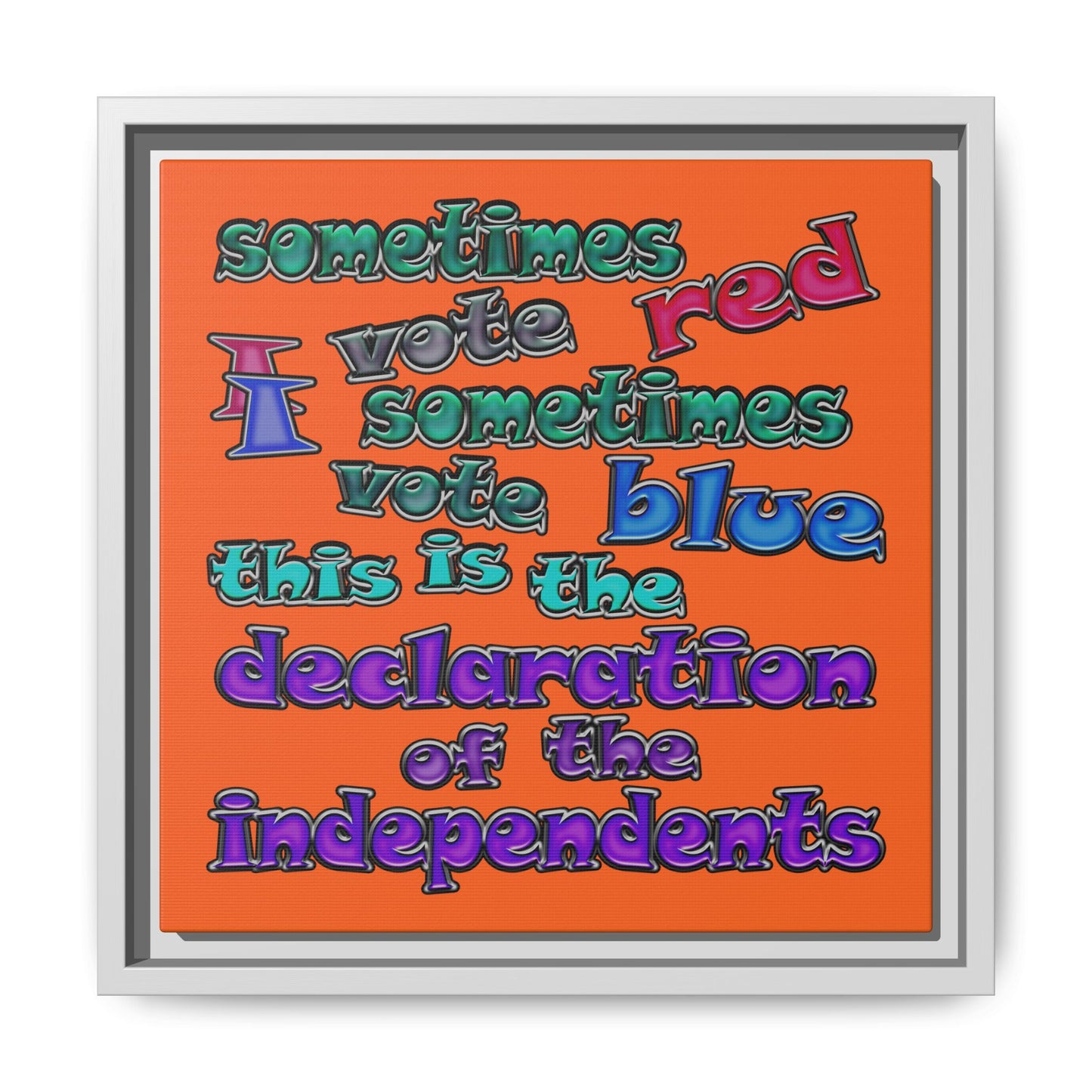 declaration of the independents - framed canvas art (orange)