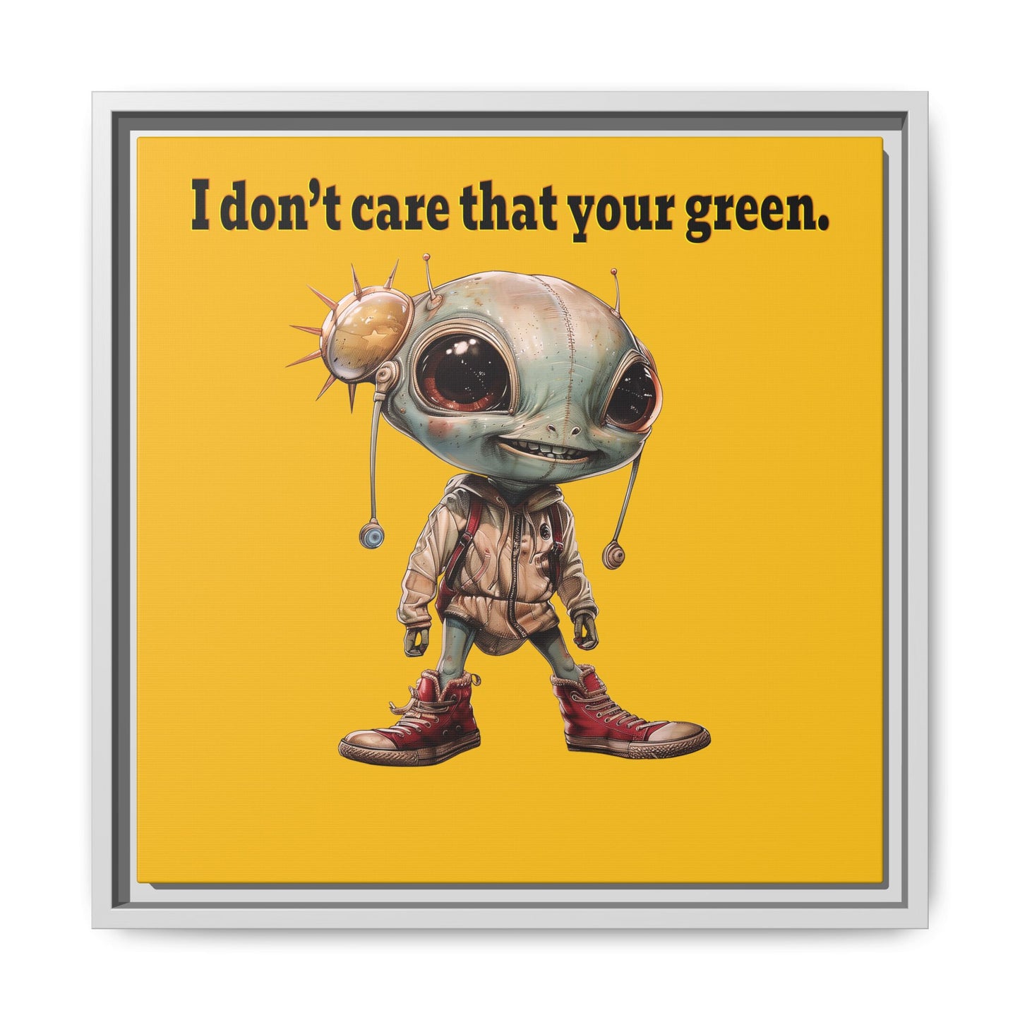I don't care that your green - framed canvas art (yellow)