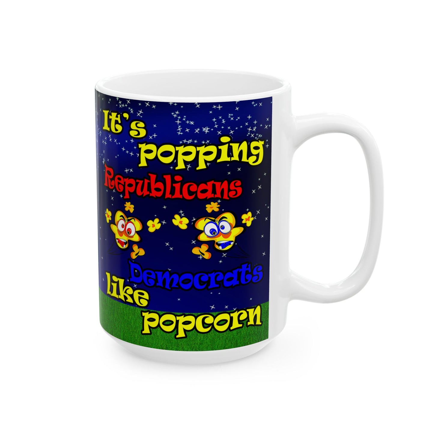 popping like popcorn - White Mug ('snoops' background)