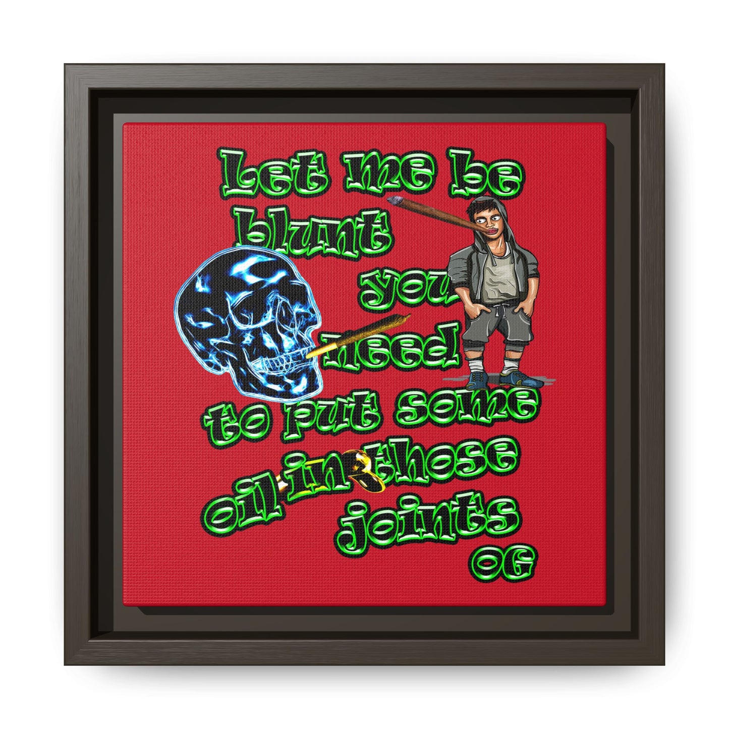 og - framed canvas art (dark red)