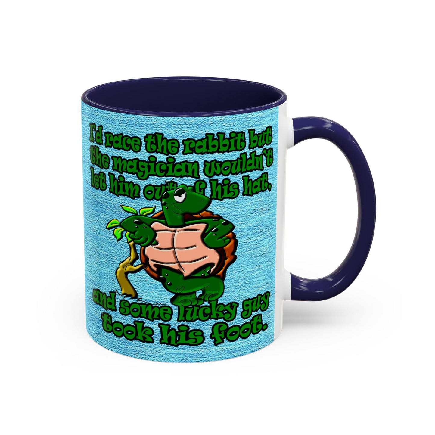 turtle race - Accent Mug (faded dark blue)