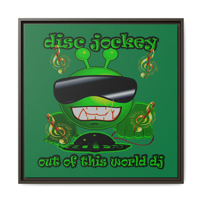 disc jockey - framed canvas art (dark green)
