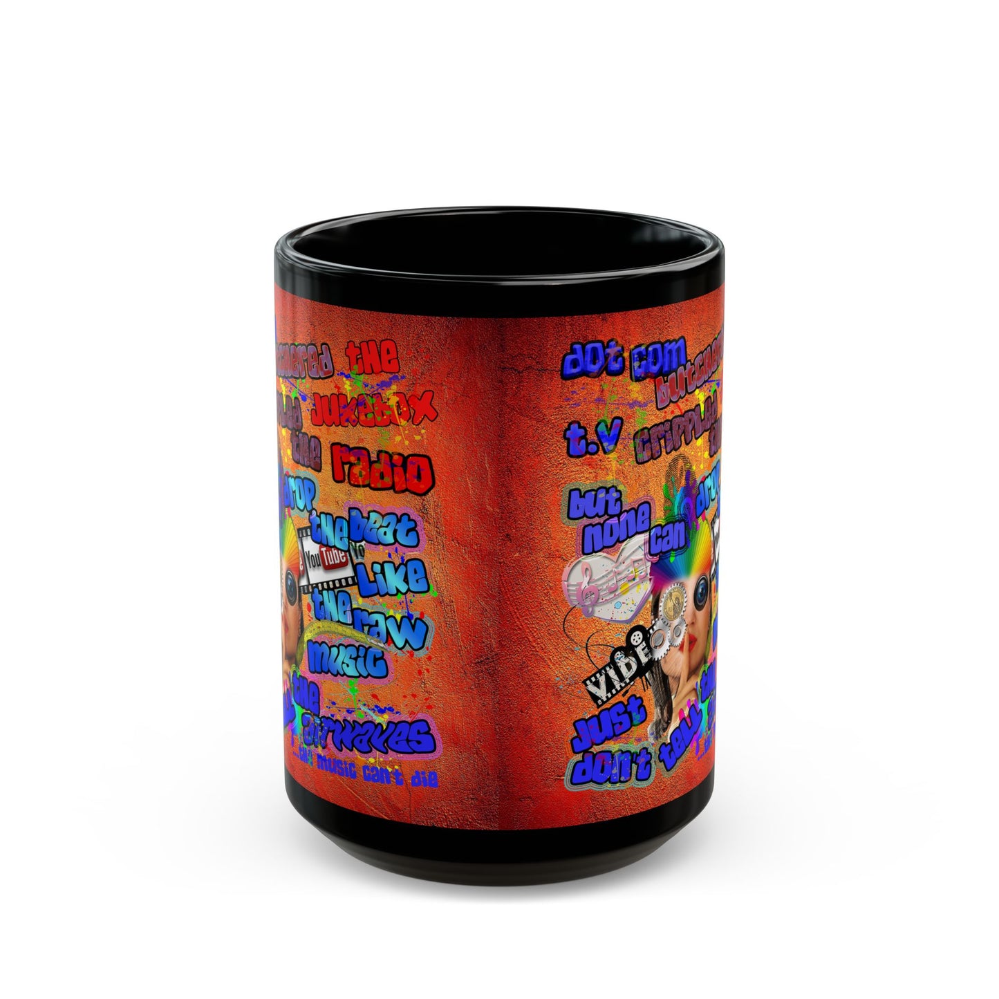drop the beat - Black Mug (burnt orange)
