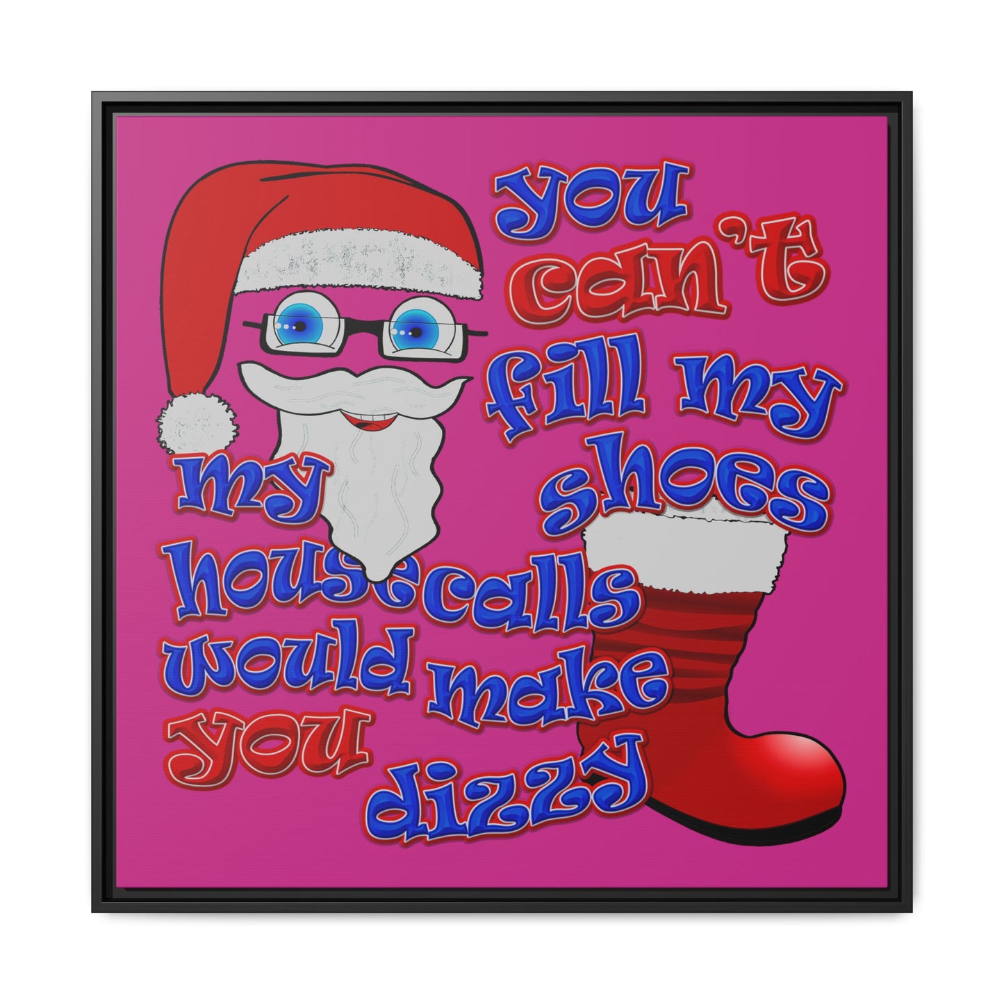 santa's shoes - framed canvas art (pink)