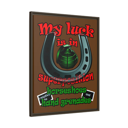 my luck - framed canvas art (brown)