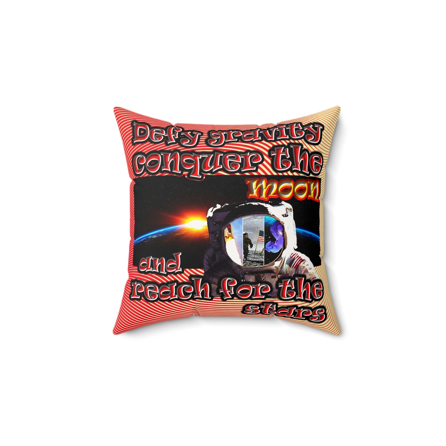 defy conquer reach - Faux Suede Square Pillow - (yellow-orange wave)