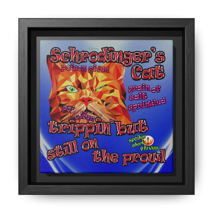 schrodinger's cat - framed canvas art (blue-white wave)
