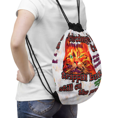 schrodinger's cat - Drawstring Bag (white marble)