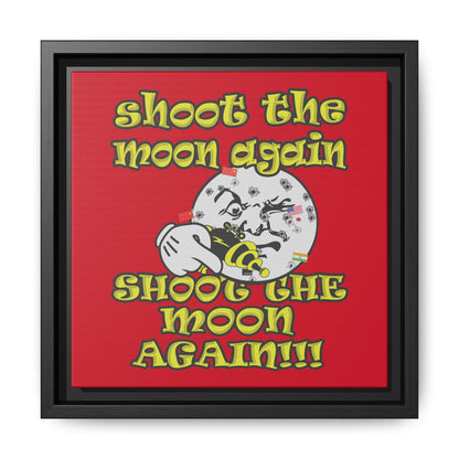 shoot the moon again - framed canvas art (dark red)