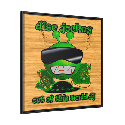 disc jockey - framed canvas art (butterscotch wood finish)