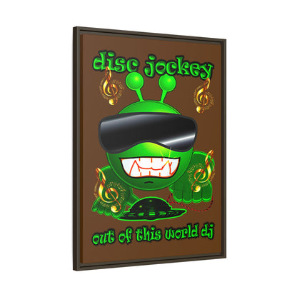 disc jockey - framed canvas art (brown)