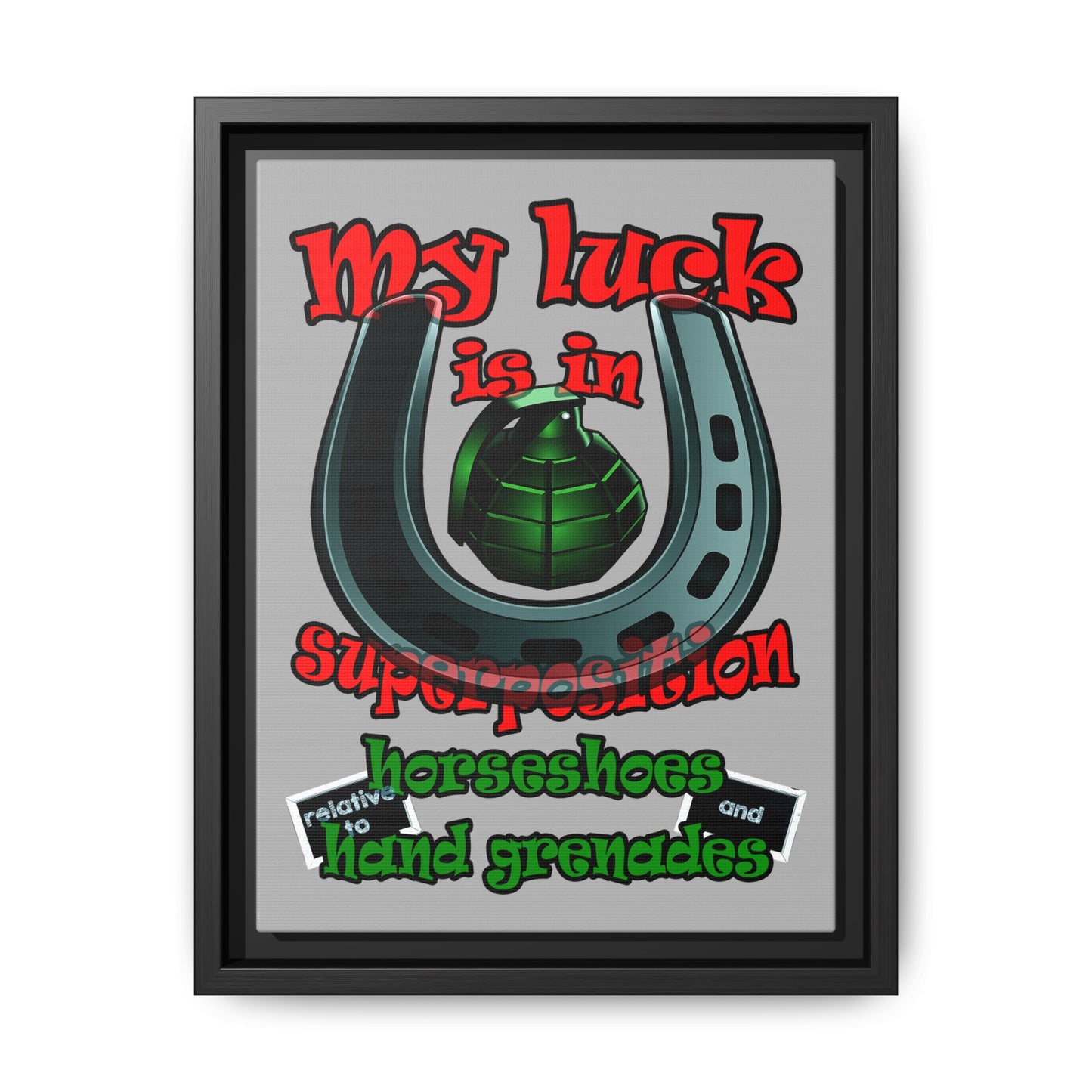 my luck - framed canvas art (light grey)