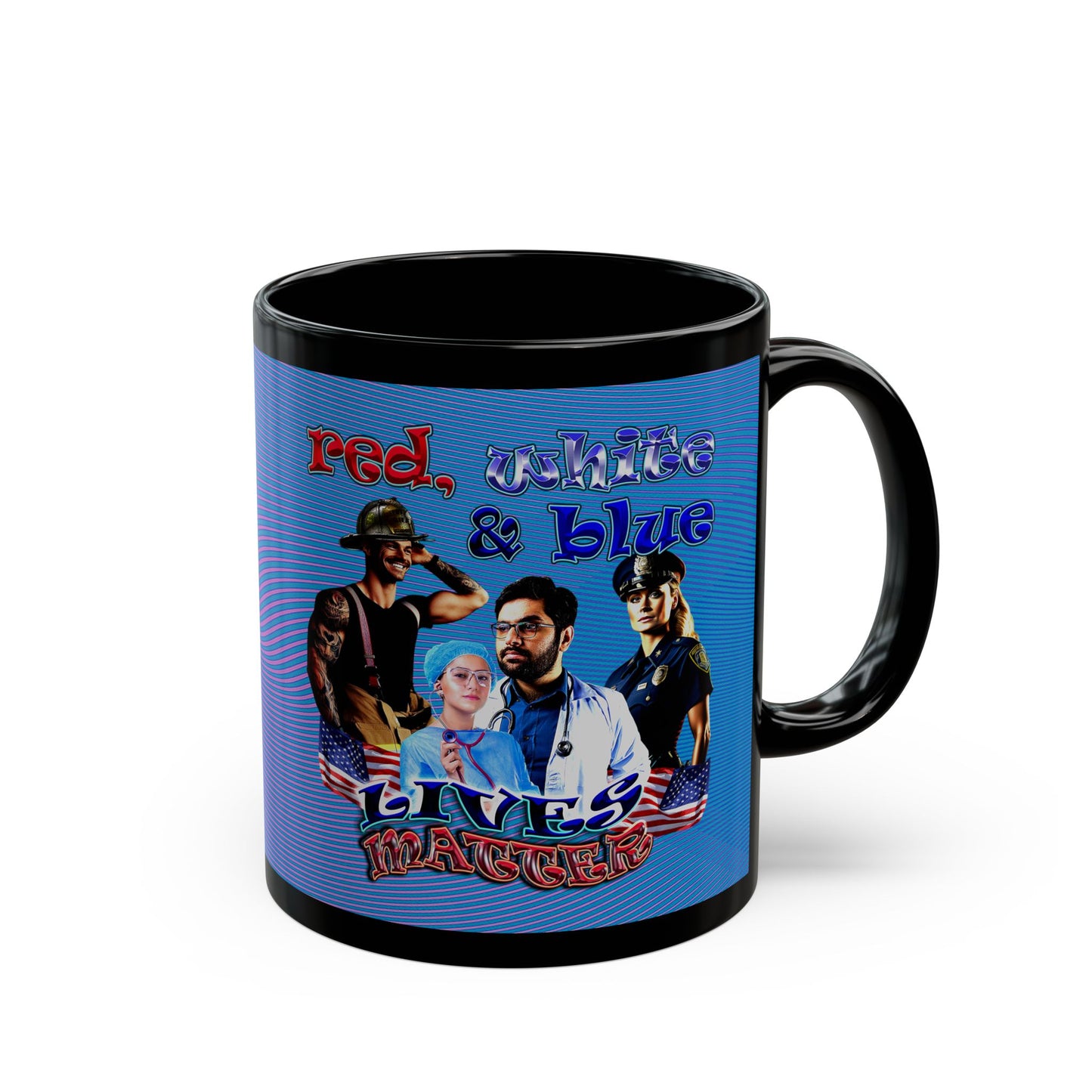 rw&b lives matter - Black Mug (light blue-purple wave)