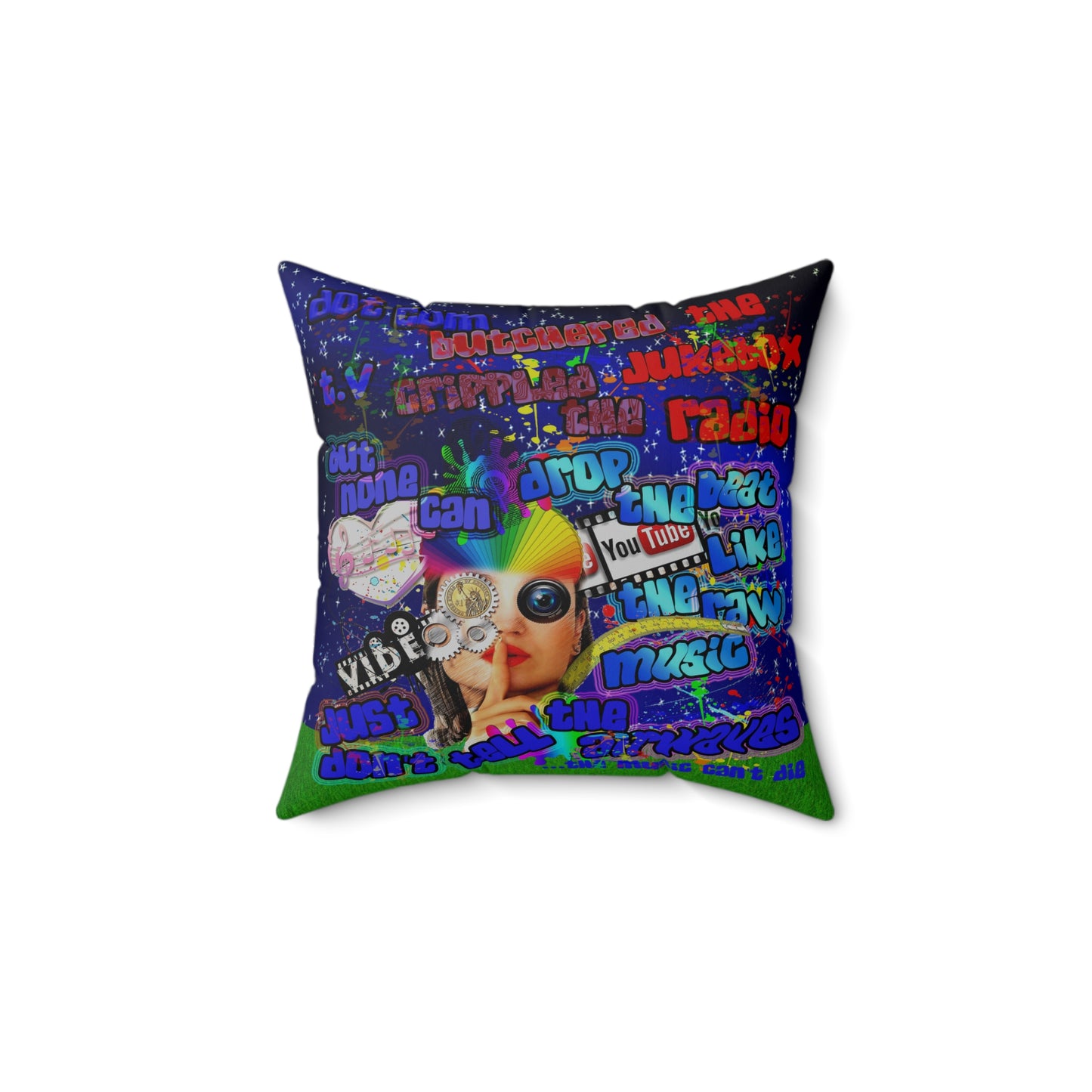 drop the beat - Spun Polyester Square Pillow - ('snoops' background)