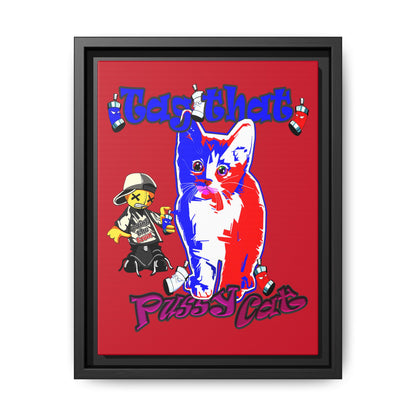 tag that - framed canvas art (dark red)