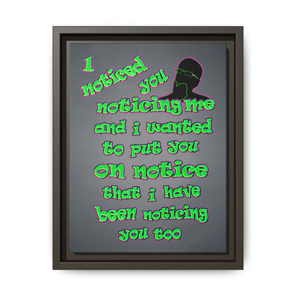 noticed you noticing - framed canvas art (grey-light grey)