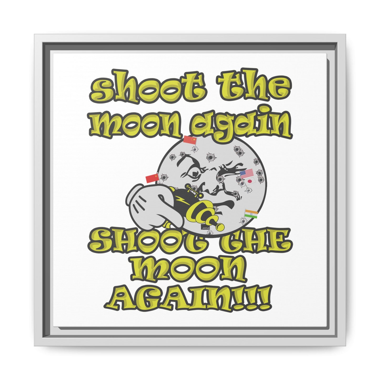 shoot the moon again - framed canvas art (white)