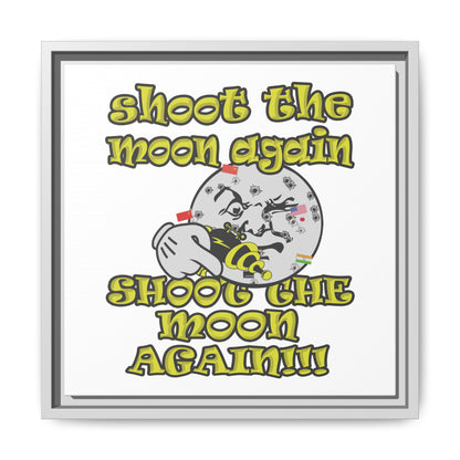 shoot the moon again - framed canvas art (white)