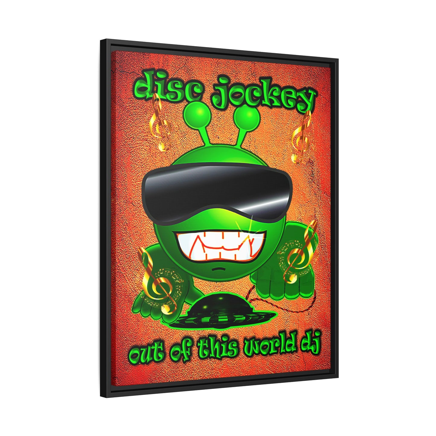 disc jockey - framed canvas art (burnt orange)
