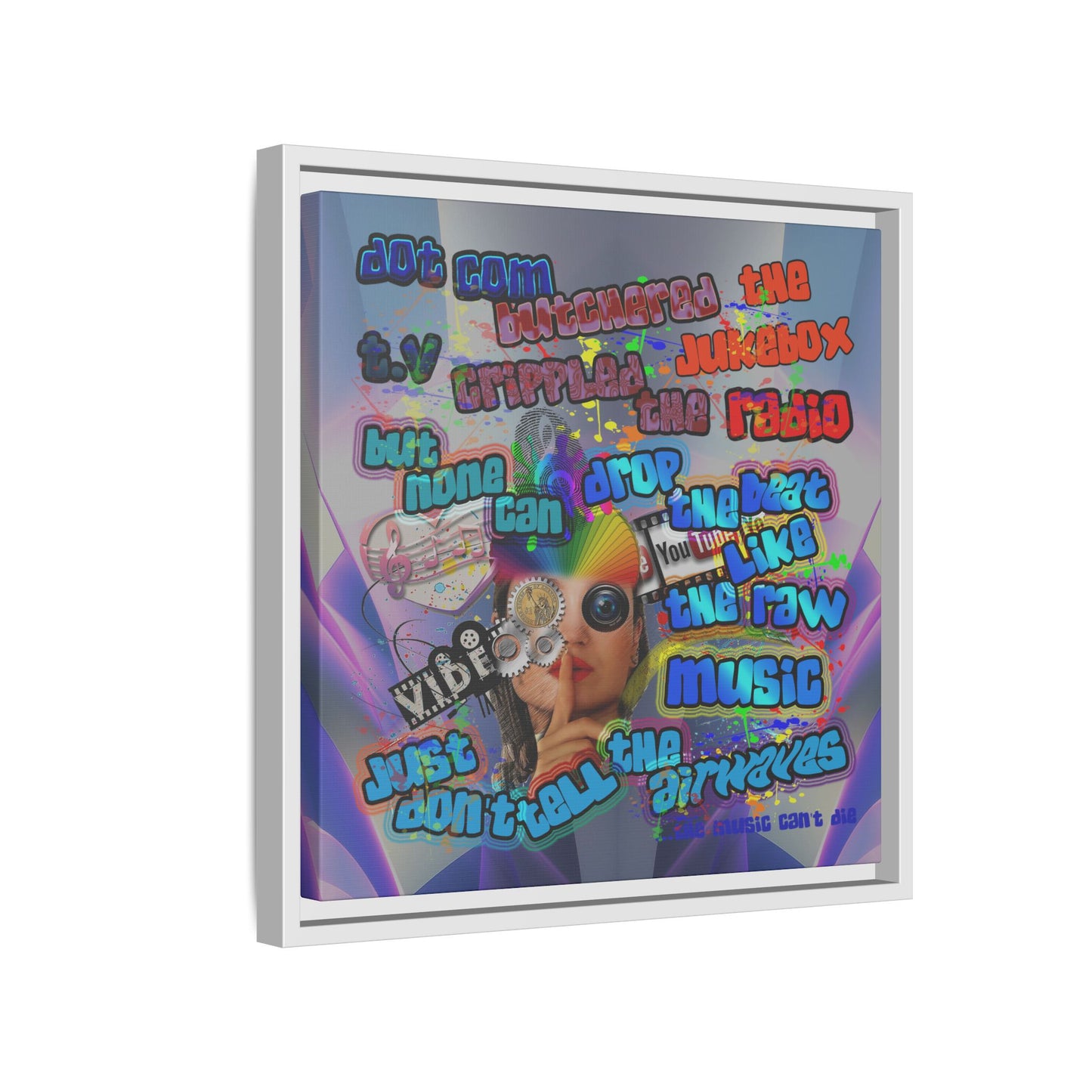 drop the beat - framed canvas art (grey-pink wave)