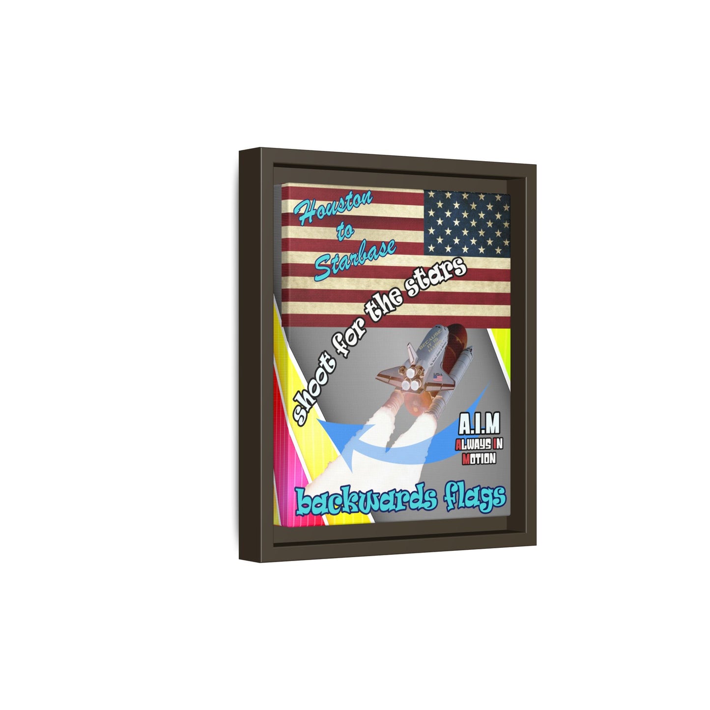 shoot for the stars - framed canvas art (rainbow split)