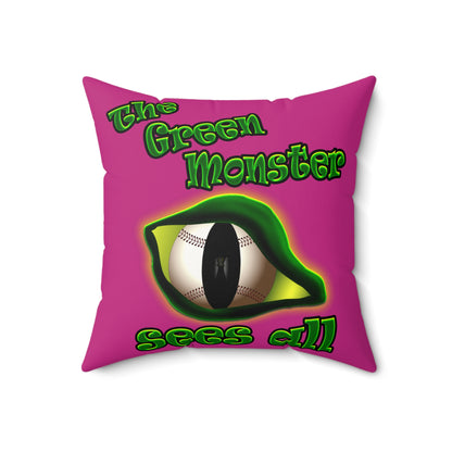 green monster - Faux Suede Square Pillow - (pink)
