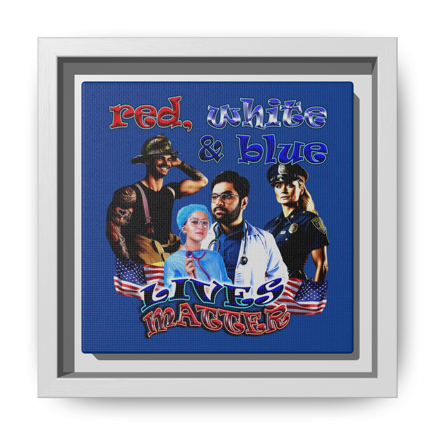 rw&b lives matter - framed canvas art (dark blue)