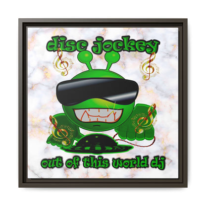 disc jockey - framed canvas art (white marble)