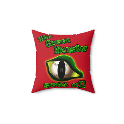 green monster - Faux Suede Square Pillow - (dark red)