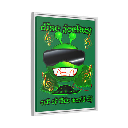 disc jockey - framed canvas art (dark green)