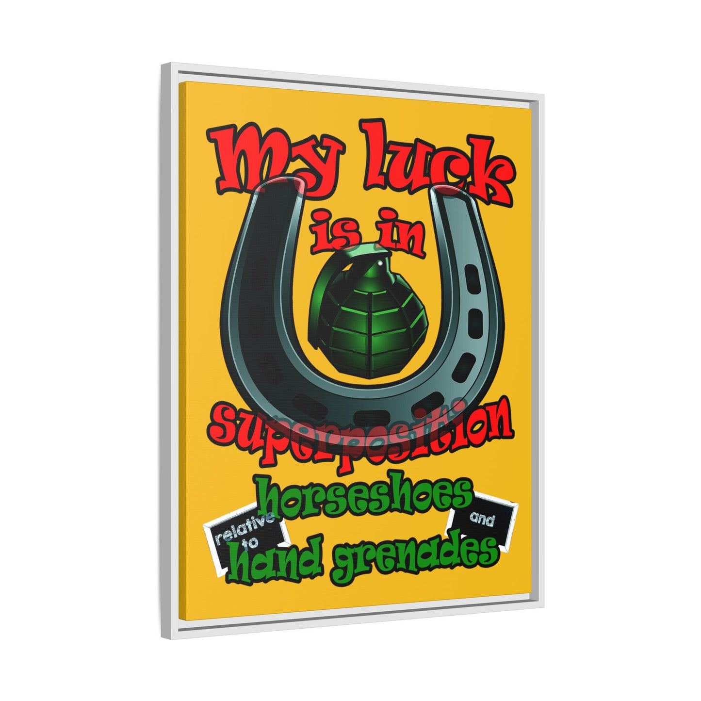 my luck - framed canvas art (yellow)
