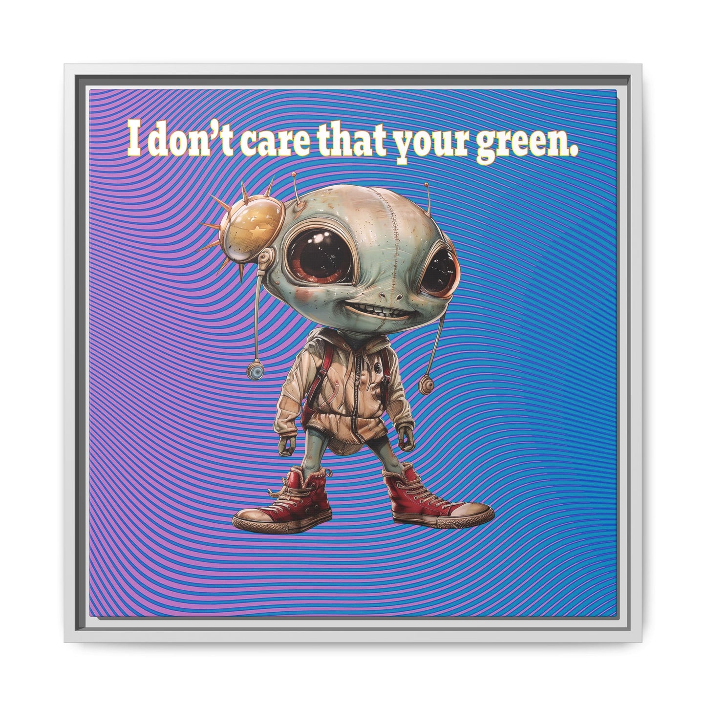 I don't care that your green - framed canvas art (light blue-purple wave)