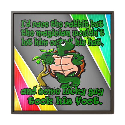 turtle race - framed canvas art (rainbow split)