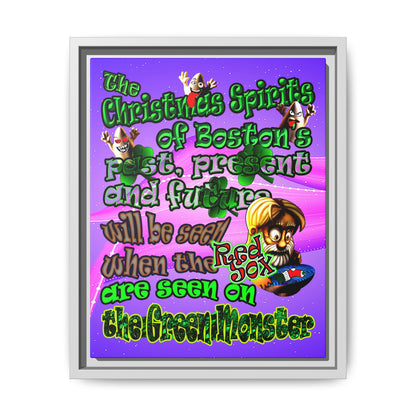 christmas spirits of boston - framed canvas art (purple-pink wave)