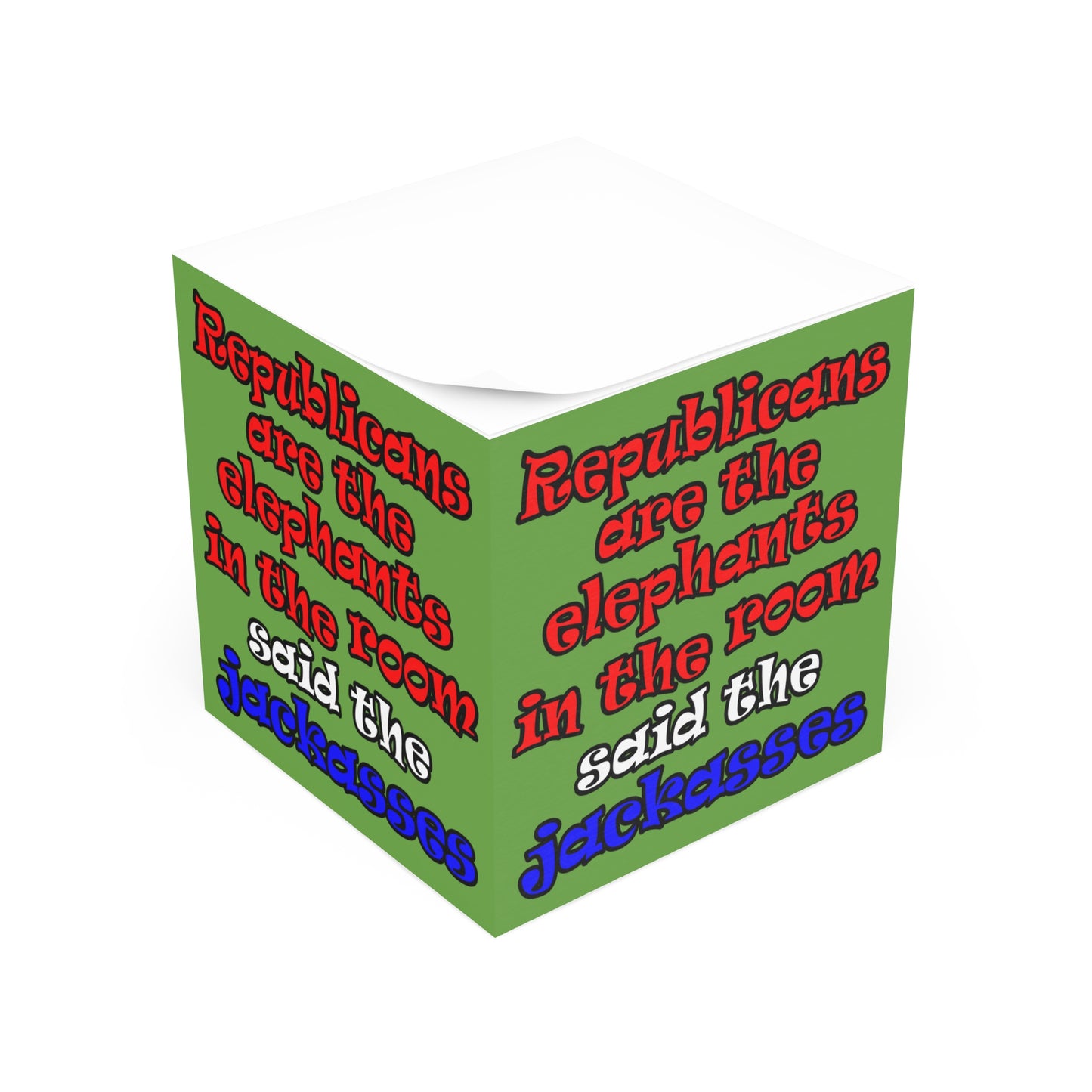 donkeys and elephants - note cube (green)