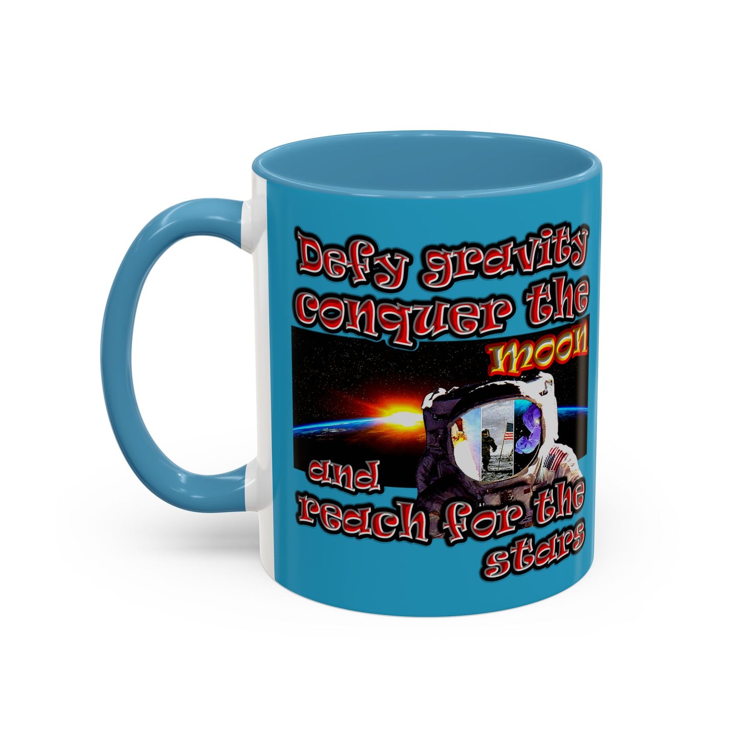 defy conquer reach - Accent Mug (turquoise)