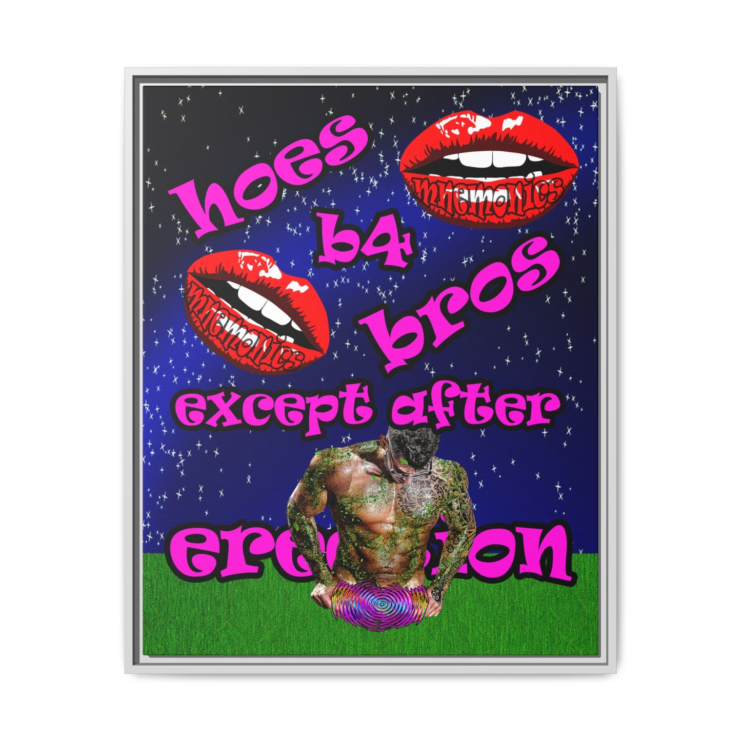hoes b4 bros - framed canvas art ('snoops' background)