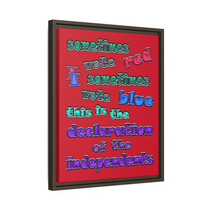 declaration of the independents - framed canvas art (dark red)