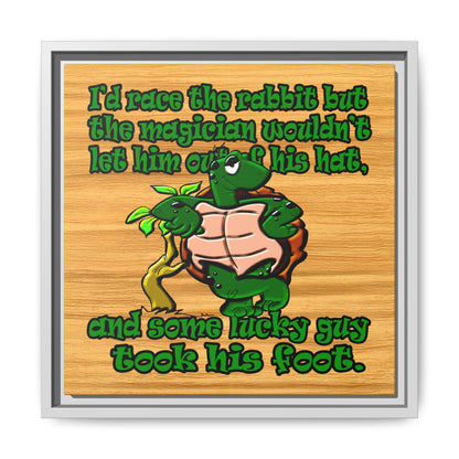 turtle race - framed canvas art (butterscotch wood finish)