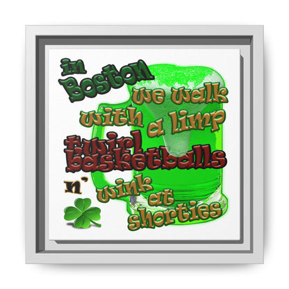 celtics logo - framed canvas art (white)