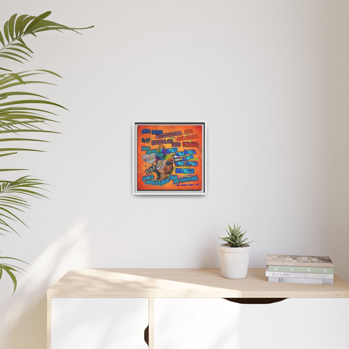 drop the beat - framed canvas art (burnt orange)