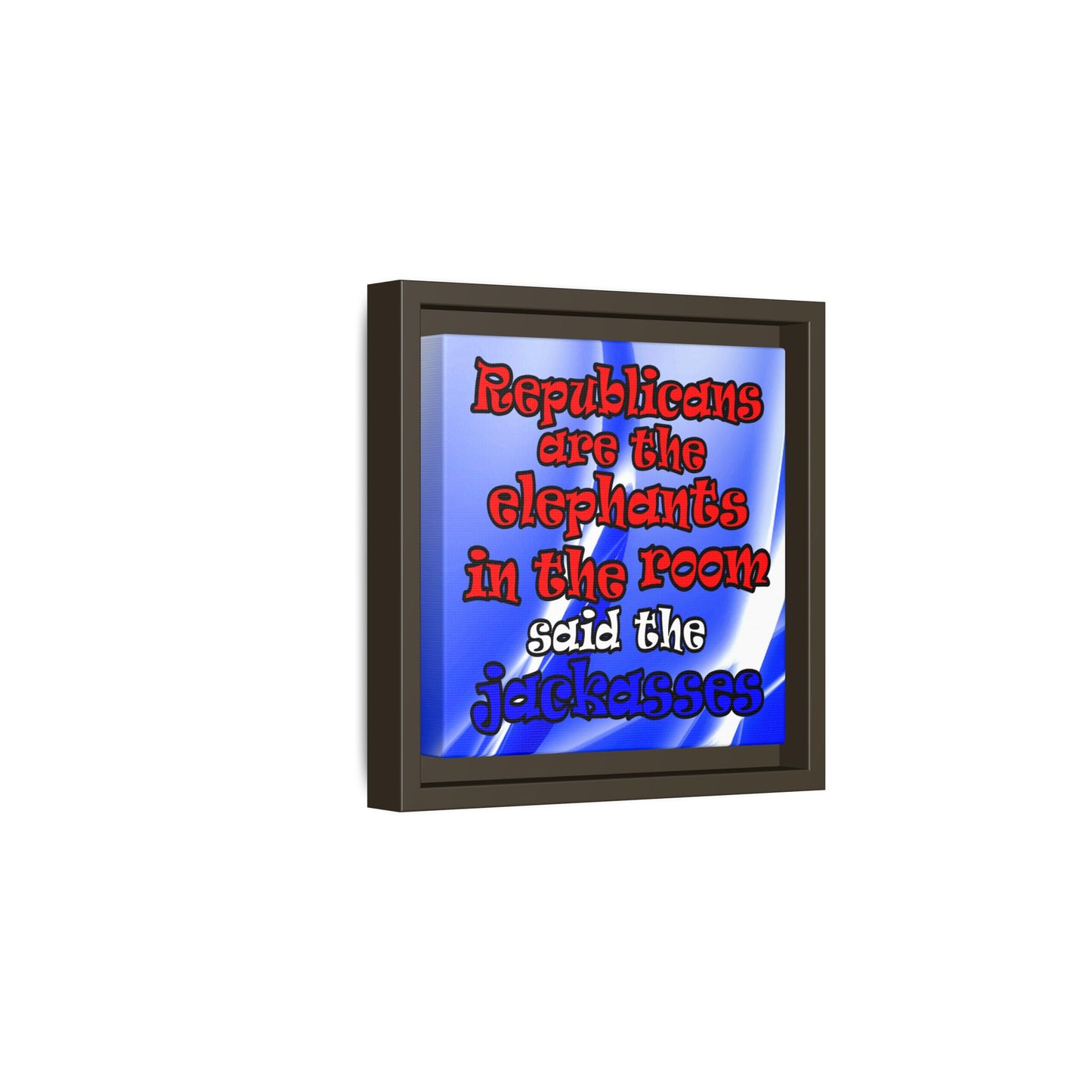 donkeys and elephants - framed canvas art (blue-white wave)