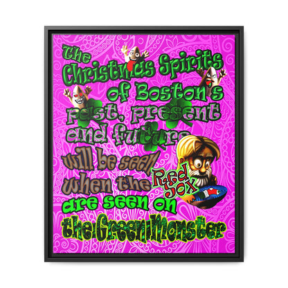 christmas spirits of boston - framed canvas art (pink swirl)
