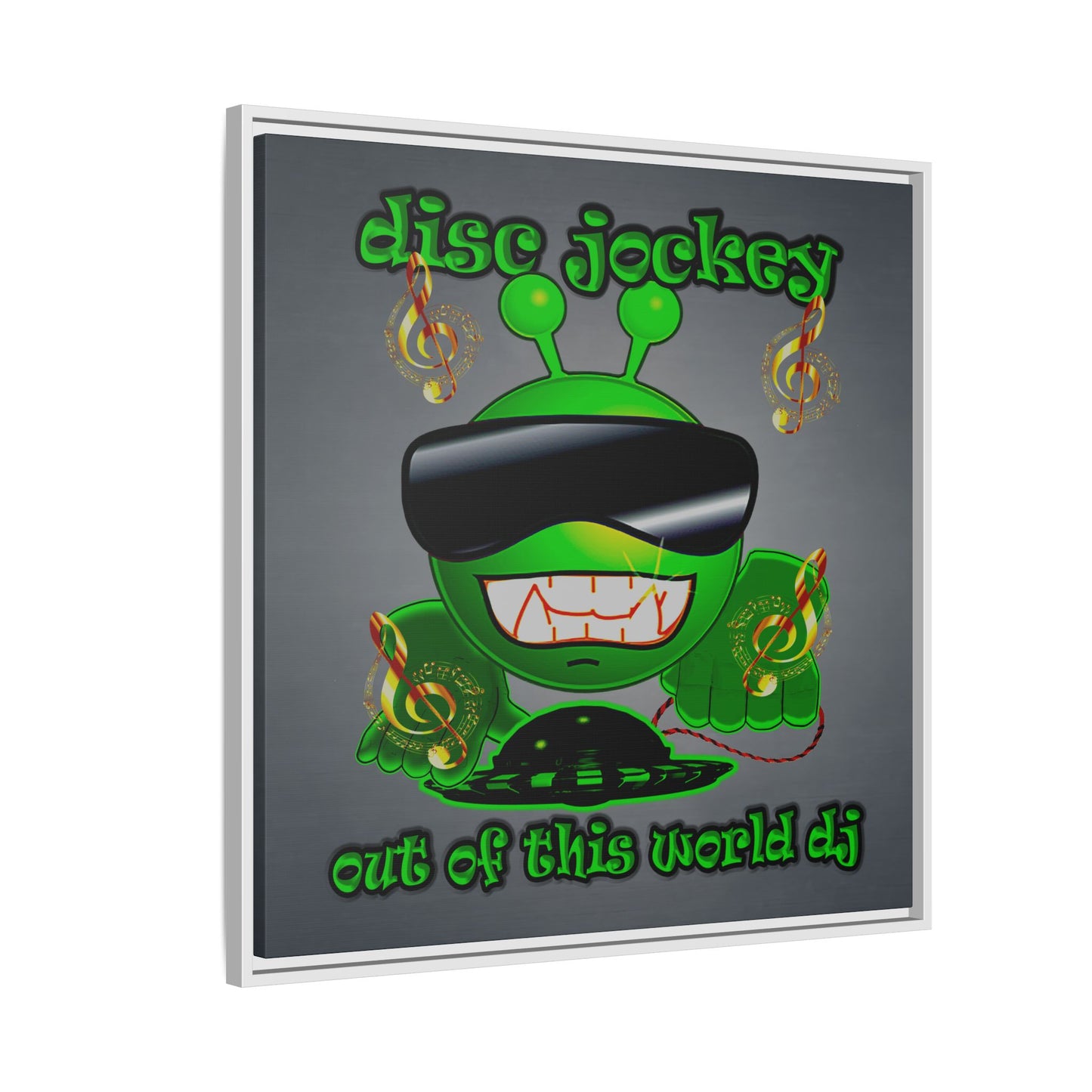 disc jockey - framed canvas art (grey-light grey)