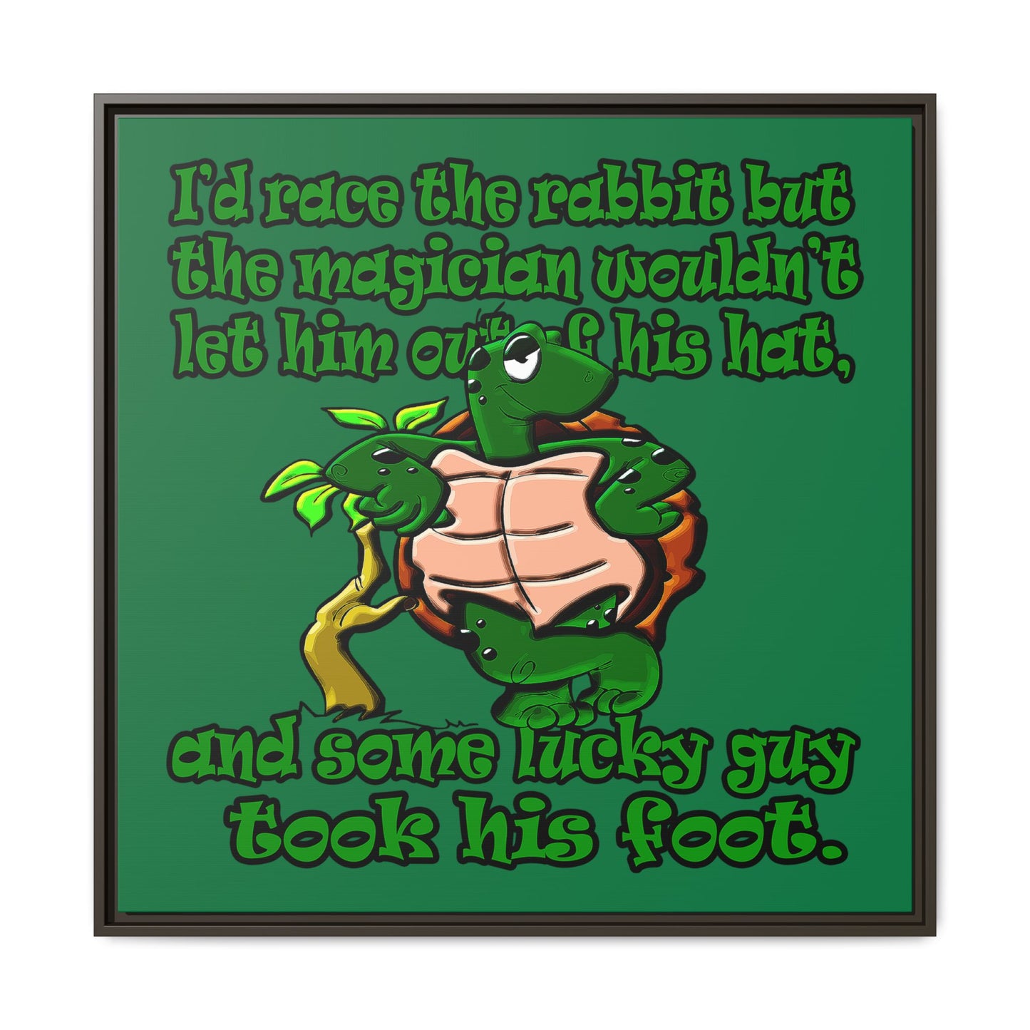 turtle race - framed canvas art (dark green)