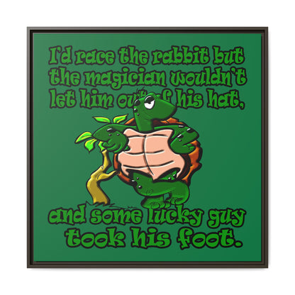 turtle race - framed canvas art (dark green)