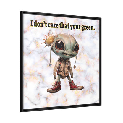 I don't care that your green - framed canvas art (white marble)