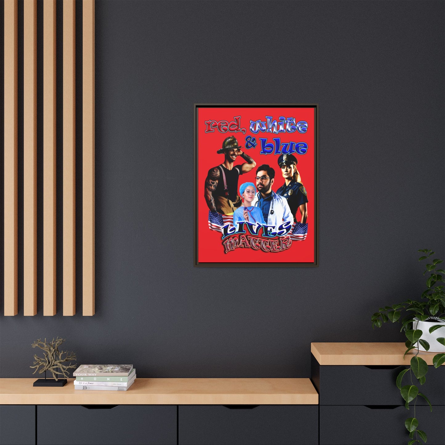 rw&b lives matter - framed canvas art (red)