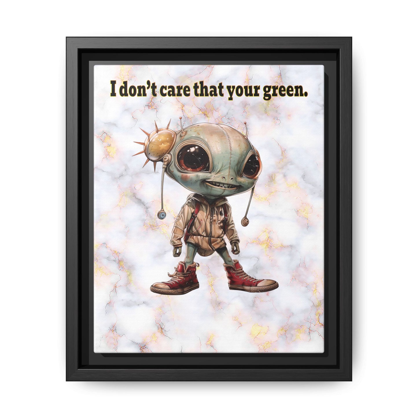 I don't care that your green - framed canvas art (white marble)